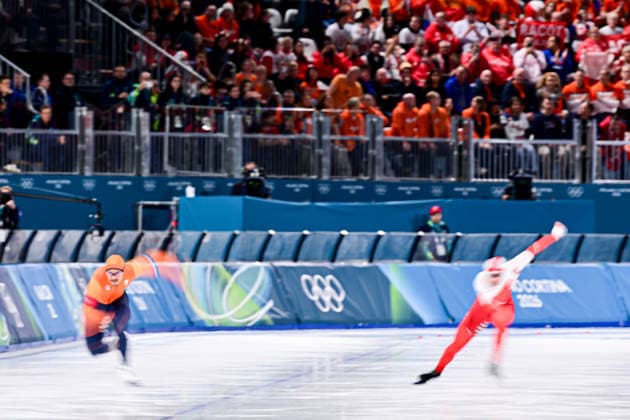 Damian ZUREK (POL) vs Sebas DINIZ (NED), during Speed skating, Eisschnelllauf Men s 500m, Speed Skating, at the Olympic Winter games, Winterspiele,Spiele, Summer games Milano Cortina 2026, at Milano Speed Skating Stadium, on February 14, 2026 in Milan, Italy. Noxthirdxpartyxsales  aflo_319876007