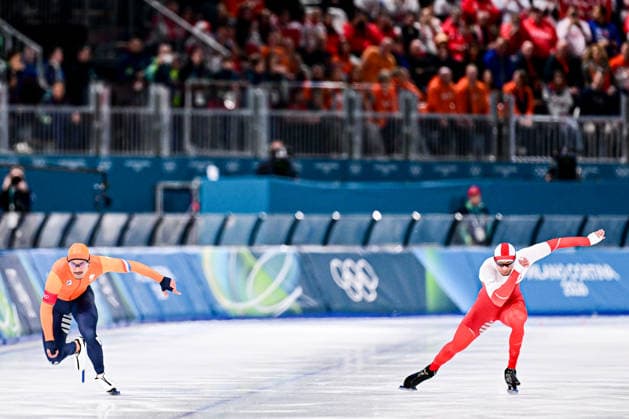 Damian ZUREK (POL) vs Sebas DINIZ (NED), during Speed skating, Eisschnelllauf Men s 500m, Speed Skating, at the Olympic Winter games, Winterspiele,Spiele, Summer games Milano Cortina 2026, at Milano Speed Skating Stadium, on February 14, 2026 in Milan, Italy. Noxthirdxpartyxsales  aflo_319876056