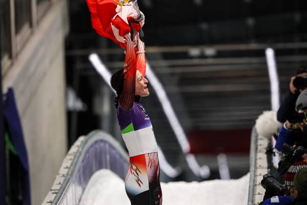 GIOCHI OLIMPICI - Olimpiadi Invernali Milano-Cortina 2026 - Skeleton Women Janine Flock (AUT) 1st place, Gold Medal during the Olympic Winter games, Winterspiele,Spiele, Summer games Milano-Cortina 2026, Skeleton Women on February 14, 2026 at Cortina Sliding Center in Cortina d Ampezzo, Italy Cortina D Ampezzo Italy  Copyright: xIPAxSport ABACAx