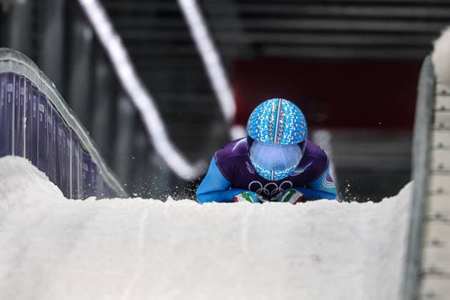 GIOCHI OLIMPICI - Olimpiadi Invernali Milano-Cortina 2026 - Skeleton Women Valentina Margaglio (ITA) during the Olympic Winter games, Winterspiele,Spiele, Summer games Milano-Cortina 2026, Skeleton Women on February 14, 2026 at Cortina Sliding Center in Cortina d Ampezzo, Italy Cortina D Ampezzo Italy  Copyright: xIPAxSport ABACAx