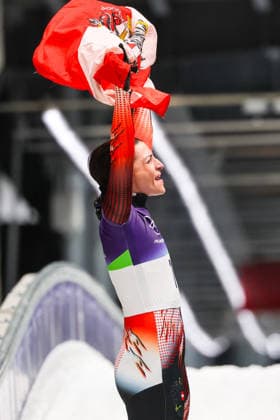 GIOCHI OLIMPICI - Olimpiadi Invernali Milano-Cortina 2026 - Skeleton Women Milano Cortina 2026 - XXV Olympic Winter games, Winterspiele,Spiele, Summer games Cortina D Ampezzo - Italy Saturday , February 14 , 2023 Skeleton - Women s FLOCK Janine (AUT) Cortina D Ampezzo Italy  Copyright: xIPAxSport ABACAx