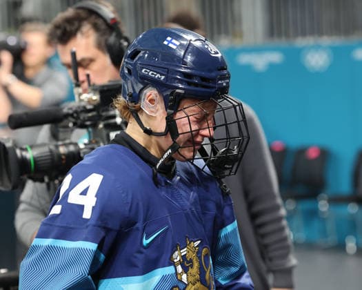 February 14, 2026, Milan, Lombardy, Italy: Viivi Vainikka 24 of Team Finland after losing to Team Switzerland in a women s Ice hockey, Eishockey quarterfinal during the Milano Cortina 2026 Olympic Winter games, Winterspiele,Spiele, Summer games at Milano Rho Ice Hockey Arena. Olympics 2026: Milano Cortina: Ice Hockey-Women Quarterfinal - FIN-SUI  - ZUMAm117 20260214_oly_m117_036 Copyright: xDavidxMcIntyrex