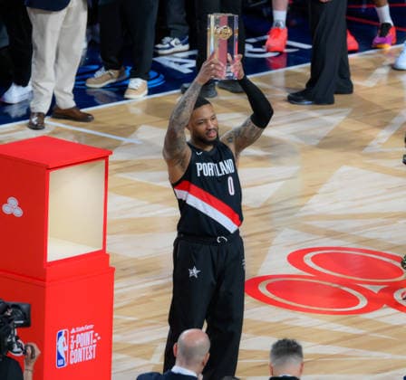 Damien Lillard won 3 points contest at 2026 NBA, Basketball Herren, USA All Star LOS ANGELES, CA - FEBRUARY 14: Damien Lillard won 3 points contest during 2026 NBA All Star Saturday at Intuit Dome in Inglewood, Los Angeles, California, United States on February 14, 2026. Tayfun Coskun Anadolu California United States. Editorial use only. Please get in touch for any other usage.  Copyright: x2026xAnadoluxTayfunxCoskunx