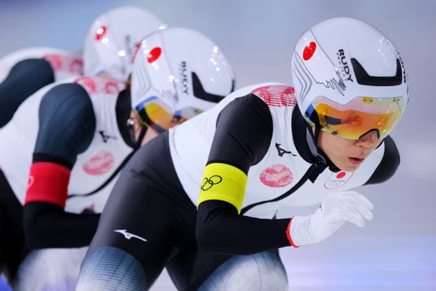 (L-R) Momoka Horikawa, Ayano Sato, Miho Takagi (JPN), FEBRUARY 14, 2026 - Speed skating, Eisschnelllauf : Women s Team Pursuit Quarter-final during the Milano Cortina 2026 Olympic Winter games, Winterspiele,Spiele, Summer games at Milano Speed Skating Stadium in Milan, Italy. Noxthirdxpartyxsales  aflo_319896657