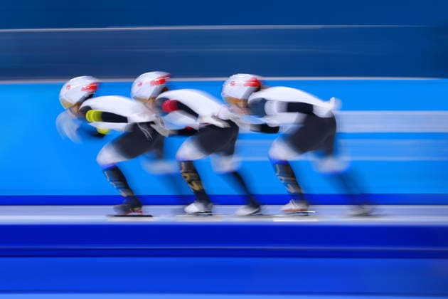(L-R) Miho Takagi, Ayano Sato, Momoka Horikawa (JPN), FEBRUARY 14, 2026 - Speed skating, Eisschnelllauf : Women s Team Pursuit Quarter-final during the Milano Cortina 2026 Olympic Winter games, Winterspiele,Spiele, Summer games at Milano Speed Skating Stadium in Milan, Italy. Noxthirdxpartyxsales  aflo_319896663