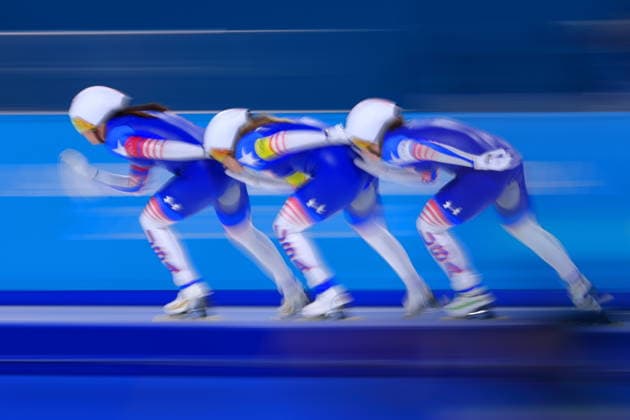 United States of America team group, Mannschaftsbild, Totale (USA), FEBRUARY 14, 2026 - Speed skating, Eisschnelllauf : Women s Team Pursuit Quarter-final during the Milano Cortina 2026 Olympic Winter games, Winterspiele,Spiele, Summer games at Milano Speed Skating Stadium in Milan, Italy. Noxthirdxpartyxsales  aflo_319896735