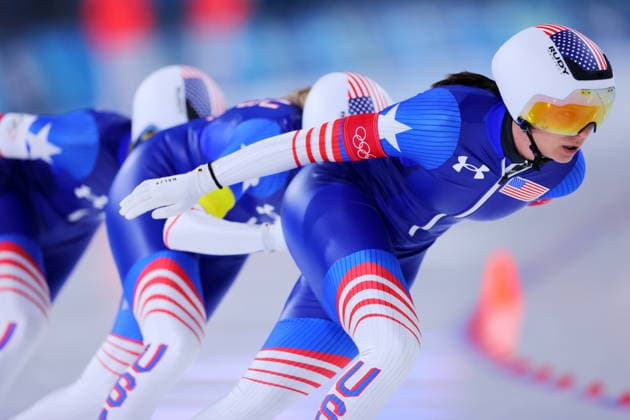 United States of America team group, Mannschaftsbild, Totale (USA), FEBRUARY 14, 2026 - Speed skating, Eisschnelllauf : Women s Team Pursuit Quarter-final during the Milano Cortina 2026 Olympic Winter games, Winterspiele,Spiele, Summer games at Milano Speed Skating Stadium in Milan, Italy. Noxthirdxpartyxsales  aflo_319896736