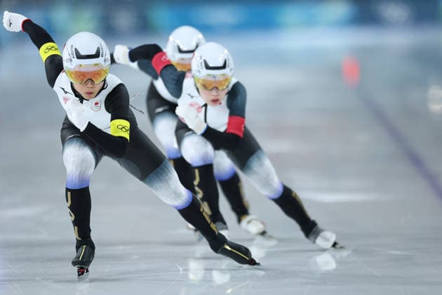 (260215) -- MILAN, Feb. 15, 2026 -- Team Japan compete during the Speed skating, Eisschnelllauf women s team pursuit quarterfinal at the Milan-Cortina 2026 Olympic Winter games, Winterspiele,Spiele, Summer games in Milan, Italy, Feb. 14, 2026. ) (MICO2026)ITALY-MILAN-OLYMPIC WINTER GAMES-SPEED SKATING-WOMEN S TEAM PURSUIT-QUARTERFINAL LixJing 