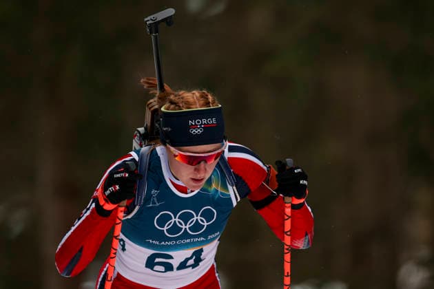 (260215) -- ANTERSELVA, Feb. 15, 2026 -- Maren Kirkeeide of Norway competes during the biathlon women s 7.5km sprint event at the Milan-Cortina 2026 Olympic Winter games, Winterspiele,Spiele, Summer games in Anterselva, Italy, Feb. 14, 2026. ) (MICO2026)ITALY-ANTERSELVA-OLYMPIC WINTER GAMES-BIATHLON-WOMEN S 7.5KM SPRINT ZhangxTao 