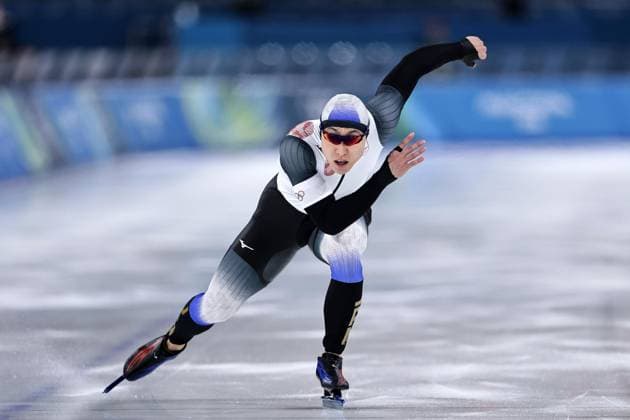 Milan Cortina Olympics: Speed skating, Eisschnelllauf Japanese speed skater Tatsuya Shinhama competes in the men s 500 meters at the Milan Cortina Olympics on Feb. 14, 2026, at Milano Speed Skating Stadium in Milan.  A14AA0005286464P
