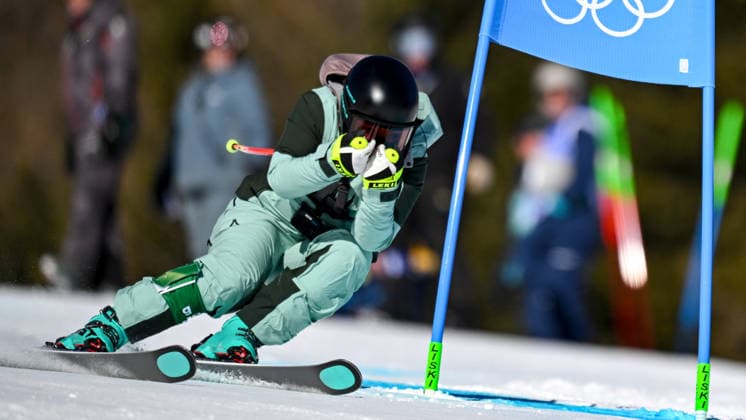 OLYMPICS - Winter Olympic Games, Olympische Spiele, Olympia, OS Milano Cortina 2026 CORTINA D AMPEZZO,ITALY,15.FEB.26 - OLYMPICS, ALPINE SKIING - Winter Olympic Games Milano Cortina 2026, giant slalom, women.. Image shows camera racer Nicole Schmidhofer (ORF).  GEPAxpictures xAlexanderxSolc