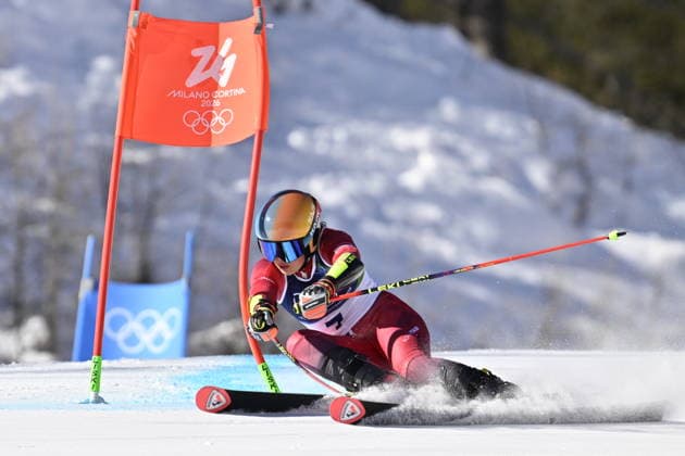 CORTINA, ITALIEN 20260215 Julia Scheib, Österrike, under första aket av damernas storslalom i Cortina under vinter-OS i Milano Cortina, Italien. *** Bilden ingar i SPORTPAKET. För övriga BETALBILD *** CORTINA ITALIEN x10050x *** CORTINA, ITALY 20260215 Julia Scheib, Austria, during the first run of the womens giant slalom in Cortina during the Winter Olympics in Milan Cortina, Italy Picture in SPORT PACKAGE For others PAY PICTURE CORTINA ITALY x10050x  Copyright: xPontusxLundahl TTx OS 2026 ALPINT STORSLALOM DAMER