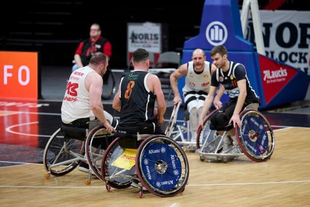 Nürnberg Falcons vs. Allianz Rollers Ulm, Rollstuhl Basketball, 2. Rollstuhl Basketball Bundesliga, Division A, RBBL2 Div A 25 26, Nürnberg, KIA-Metropol-Arena, 93 Nilkas Mayer (Nürnberg Falcons) RBBL2, Nürnberg Falcons vs. Allianz Rollers Ulm Nürnberg KIA-Metropol-Arena Bayern Deutschland