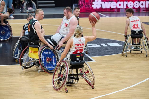 Nürnberg Falcons vs. Allianz Rollers Ulm, Rollstuhl Basketball, 2. Rollstuhl Basketball Bundesliga, Division A, RBBL2 Div A 25 26, Nürnberg, KIA-Metropol-Arena, 13 Svenja Mayer (Nürnberg Falcons), 93 Nilkas Mayer (Nürnberg Falcons) RBBL2, Nürnberg Falcons vs. Allianz Rollers Ulm Nürnberg KIA-Metropol-Arena Bayern Deutschland