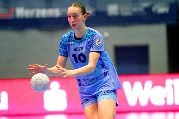 Handball, Frauen, HBF, BSV Sachsen Zwickau - HSG Bensheim Auerbach Matilda Ehlert (Flames) Handball Frauen 1.Bundesliga 2025 26 BSV Sachsen Zwickau - HSG Bensheim Auerbach (Flames) 22:37 am 14.2.2026 in der Sparkassen-Arena Zwickau BSV Sachsen Zwickau - HSG Bensheim Auerbach