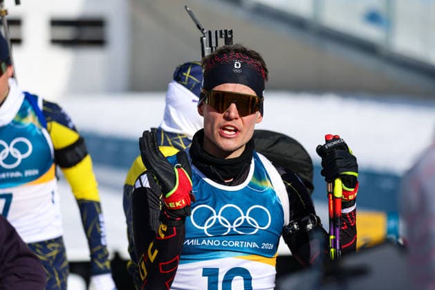 Antholz, Italien 15. Februar 2026: Biathlon Verfolgung Männer 12,5 km - Olympia 2026 Im Bild: Philipp Horn (GER) gestikuliert Anterselva Biathlon Arena *** Antholz, Italy 15 February 2026 Biathlon Pursuit Men 12.5 km Olympia 2026 In the picture Philipp Horn GER gestures Anterselva Biathlon Arena Copyright: xFotostandx xHettichx