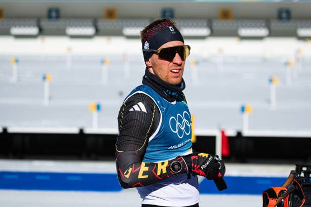 Antholz, Italien 15. Februar 2026: Biathlon Verfolgung Männer 12,5 km - Olympia 2026 Im Bild: David Zobel (GER) Anterselva Biathlon Arena *** Antholz, Italy 15 February 2026 Biathlon Pursuit Men 12.5 km Olympic Games 2026 Pictured David Zobel GER Anterselva Biathlon Arena Copyright: xFotostandx xHettichx