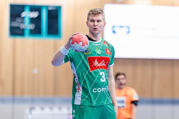 Handball, HBL, GWD Minden - Rhein-Neckar Löwen #2 Daniel Astrup Pedersen (GWD Minden, 03) GER, GWD Minden vs. Rhein-Neckar Loewen, Handball, 1. Bundesliga, 21. Spieltag, Spielzeit 2025 2026, 14.02.2026 GER, GWD Minden vs. Rhein-Neckar Loewen, Handball, 1. Bundesliga, 21. Spieltag, Spielzeit 2025 2026, 14.02.2026 Minden Copyright: xEibner-Pressefoto JanxRollingerx EP_JSK