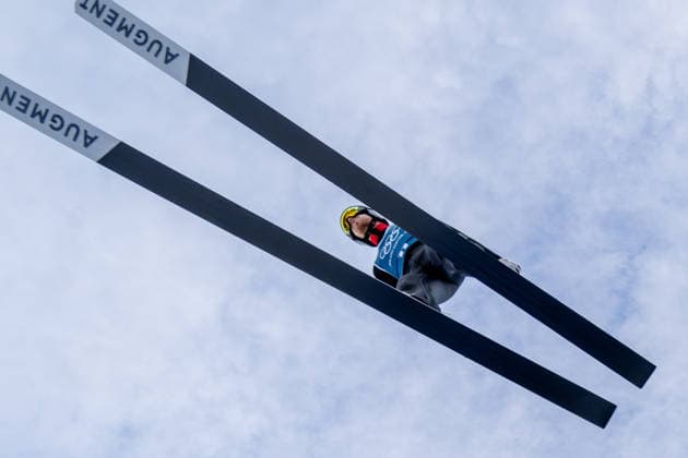 OLYMPICS - Winter Olympic Games, Olympische Spiele, Olympia, OS Milano Cortina 2026 PREDAZZO,ITALY,15.FEB.26 - OLYMPICS, NORDIC SKIING, NORDIC COMBINED, Ski jumping, Skispringen, Ski, nordisch - Winter Olympic Games Milano Cortina 2026, large hill, training. Image shows Mael Tyrode (FRA).  GEPAxpictures xOliverxLerch