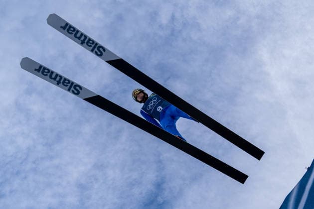 OLYMPICS - Winter Olympic Games, Olympische Spiele, Olympia, OS Milano Cortina 2026 PREDAZZO,ITALY,15.FEB.26 - OLYMPICS, NORDIC SKIING, NORDIC COMBINED, Ski jumping, Skispringen, Ski, nordisch - Winter Olympic Games Milano Cortina 2026, large hill, training. Image shows Gasper Brecl (SLO).  GEPAxpictures xOliverxLerch