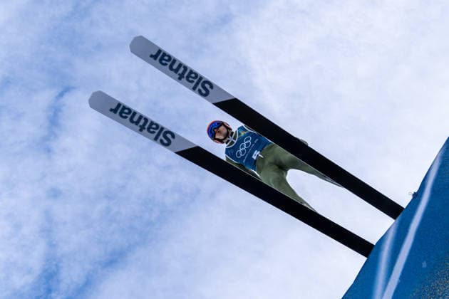 OLYMPICS - Winter Olympic Games, Olympische Spiele, Olympia, OS Milano Cortina 2026 PREDAZZO,ITALY,15.FEB.26 - OLYMPICS, NORDIC SKIING, NORDIC COMBINED, Ski jumping, Skispringen, Ski, nordisch - Winter Olympic Games Milano Cortina 2026, large hill, training. Image shows Dmytro Mazurchuk (UKR).  GEPAxpictures xOliverxLerch