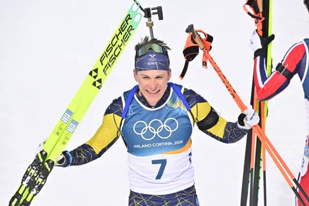 ANTERSELVA, ITALY 20260215 Martin Ponsiluoma at the start of the men s 12.5 km pursuit start in biathlon in Anterselva during the Winter Olympics in Milan Cortina, Italy. *** The image is included in the SPORTS PACKAGE. For others PAID IMAGE ** ANTERSELVA ITALY x10030x *** ANTERSELVA, ITALY 20260215 Martin Ponsiluoma at the start of the men s 12 5 km pursuit start in biathlon in Anterselva during the Winter Olympics in Milan Cortina, Italy The image is included in the SPORTS PACKAGE For others PAID IMAGE ANTERSELVA ITALY x10030x  Copyright: xJonasxEkströmer TTx 2026 OLYMPICS BIENBALL SHOOT MEN S PURSUE START