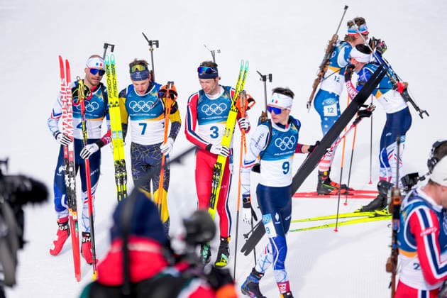 Winter Olympics in Milan Cortina 2026 Anterselva, Italy 20260215. Emilien Jacquelin from France, Martin Ponsiluoma from Sweden and Sturla Holm Laegreid from Norway during the 12.5 km pursuit start in biathlon at the Winter Olympics in Milano Cortina 2026. Photo: Heiko Junge NTB Anterselva Italy EDITORIAL USE ONLY. RESTRICTED USE FOR BETTING COMPANIES Ref:_SPOzlBLcTs7DUY.jpg *** Winter Olympics in Milan Cortina 2026 Anterselva, Italy 20260215 Emilien Jacquelin from France, Martin Ponsiluoma from Sweden and Sturla Holm Laegreid from Norway during the 12 5 km pursuit start in biathlon at the Winter Olympics in Milano Cortina 2026 Photo Heiko Junge NTB Anterselva Italy EDITORIAL USE ONLY RESTRICTED USE FOR BETTING COMPANIES  Copyright: xHeikoxJungex xNTBx