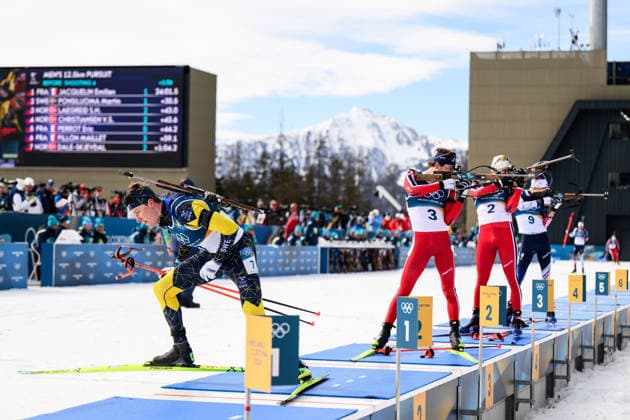 260215 Martin Ponsiluoma of Sweden and Sturla Holm Laegreid of Norway competes in men s biathlon 12,5 km pursuit during day 9 of the 2026 Winter Olympics on February 15, 2026 in Anterselva. Photo: Mathias Bergeld BILDBYRAN kod MB MB1329 skidskytte biathlon skiskyting Olympic Games, Olympische Spiele, Olympia, OS olympics winter olympics os ol olympiska spel vinter-os olympiske leker milano cortina 2026 milan cortina 2026 milano cortina 2026 olympic games milano cortina 2026 winter olympic games milano cortina-os milano cortina-ol vinter-ol 9 bbeng pursuit jaktstart *** 260215 Martin Ponsiluoma of Sweden and Sturla Holm Laegreid of Norway competes in men s biathlon 12,5 km pursuit during day 9 of the 2026 Winter Olympics on February 15, 2026 in Anterselva Photo Mathias Bergeld BILDBYRAN code MB MB1329 biathlon biathlon olympic games olympics olympics winter olympics os ol olympiska spel vinter os olympiske leker milano cortina 2026 milan cortina 2026 milano cortina 2026 olympic games milano cortina 2026 winter olympic games milano cortina os milano cortina ol vinter ol 9 bbeng pursuit jaktstart  Copyright: MATHIASxBERGELD BB260215MB035