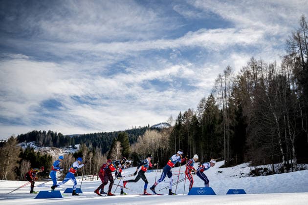 260215 Theo Schely of France and Emil Iversen of Norway compete in the men s 4 x 7.5km relay cross-country skiing race during day 9 of the 2026 Winter Olympics on February 15, 2026 in Val di Fiemme. Photo: Maxim Thore BILDBYRAN kod MT MT0983 skidor cross-country skiing langrenn Olympic Games, Olympische Spiele, Olympia, OS olympics winter olympics os ol olympiska spel vinter-os olympiske leker milano cortina 2026 milan cortina 2026 milano cortina 2026 olympic games milano cortina 2026 winter olympic games milano cortina-os milano cortina-ol vinter-ol 9 bbeng herr stafett frankrike norge *** 260215 Theo Schely of France and Emil Iversen of Norway compete in the men s 4 x 7 5km relay cross country skiing race during day 9 of the 2026 Winter Olympics on February 15, 2026 in Val di Fiemme Photo Maxim Thore BILDBYRAN kod MT MT0983 skidor cross country skiing langrenn olympic games olympics winter olympics os ol olympiska spel vinter os olympiske leker milano cortina 2026 milan cortina 2026 milano cortina 2026 olympic games milano cortina 2026 winter olympic games milano cortina os milano cortina ol vinter ol 9 bbeng herr relay frankrike norge  Copyright: MAXIMxTHORE BB260215MT007