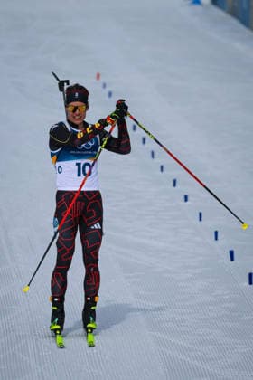 Antholz, Italien 15. Februar 2026: Biathlon Verfolgung Männer 12,5 km - Olympia 2026 Im Bild: Philipp Horn (GER) im Zielbereich. Anterselva Biathlon Arena *** Antholz, Italy 15 February 2026 Biathlon Pursuit Men 12.5 km Olympic Games 2026 In the picture Philipp Horn GER in the finish area Anterselva Biathlon Arena Copyright: xFotostandx xHettichx