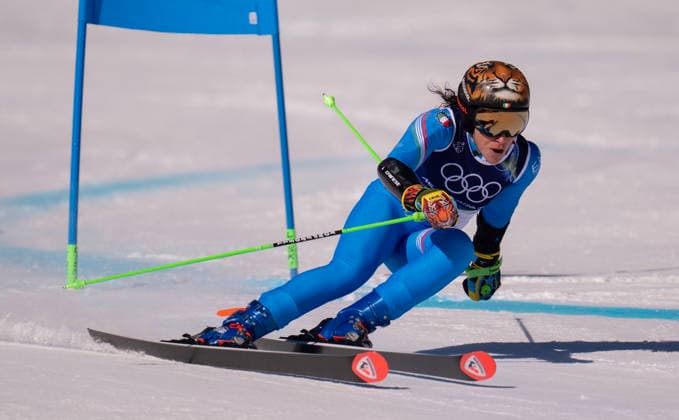 February 15, 2026, Cortina D ampezzo, Belluno, Italy: Italian Federica BRIGNONE in action and in first place at the WomenÃ¢â‚¬â ¢s Giant Slalom Run 1 at this Milano Cortina 2026 Olympics. Cortina D ampezzo Italy - ZUMAa35_ 20260215_oly_a35_012 Copyright: xDanielxA.xAndersonx