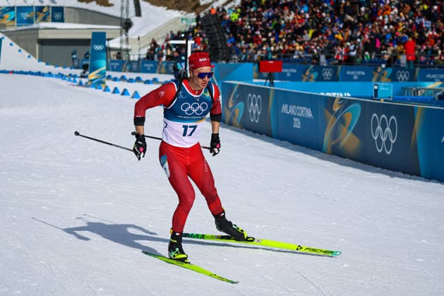 Antholz, Italien 15. Februar 2026: Biathlon Verfolgung Männer 12,5 km - Olympia 2026 Im Bild: Niklas Hartweg (SUI) am Start. Anterselva Biathlon Arena *** Antholz, Italy 15 February 2026 Biathlon Pursuit Men 12.5 km Olympic Games 2026 Pictured Niklas Hartweg SUI at the start Anterselva Biathlon Arena Copyright: xFotostandx xHettichx