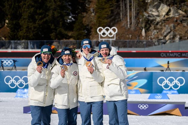 260215 Bronze medalists Emil Hegle Svendsen, Ole Einar Bjorndalen, Johannes Thingnes Bo and Tarjei Bo of Norway during a retroactive medal ceremony for the Sochi 2014 Winter Olympics, Biathlon men 4x7.5km relay during day 9 of the 2026 Winter Olympics on February 15, 2026 in Anterselva. Photo: Jon Olav Nesvold BILDBYRAN COP 217 MB1329 skidskytte biathlon skiskyting Olympic Games, Olympische Spiele, Olympia, OS olympics winter olympics os ol olympiska spel vinter-os olympiske leker milano cortina 2026 milan cortina 2026 milano cortina 2026 olympic games milano cortina 2026 winter olympic games milano cortina-os milano cortina-ol vinter-ol 9 bbeng pursuit jaktstart *** 260215 Bronze medalists Emil Hegle Svendsen, Ole Einar Bjorndalen, Johannes Thingnes Bo and Tarjei Bo of Norway during a retroactive medal ceremony for the Sochi 2014 Winter Olympics, Biathlon men 4x7 5km relay during day 9 of the 2026 Winter Olympics on February 15, 2026 in Anterselva Photo Jon Olav Nesvold BILDBYRAN COP 217 MB1329 biathlon biathlon olympic games olympics winter olympics os ol olympic games winter os olympic games milano cortina 2026 milan cortina 2026 milan cortina 2026 milan cortina 2026 olympic games milano cortina 2026 winter olympic games milano cortina os milano cortina ol winter ol 9 bbeng pursuit chase start  Copyright: JONxOLAVxNESVOLD BB260215JE089
