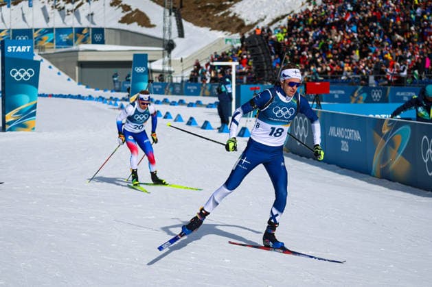 Antholz, Italien 15. Februar 2026: Biathlon Verfolgung Männer 12,5 km - Olympia 2026 Im Bild: Tero Seppala (FIN) am Start. Anterselva Biathlon Arena *** Antholz, Italy 15 February 2026 Biathlon Pursuit Men 12.5 km Olympic Games 2026 Pictured Tero Seppala FIN at the start Anterselva Biathlon Arena Copyright: xFotostandx xHettichx