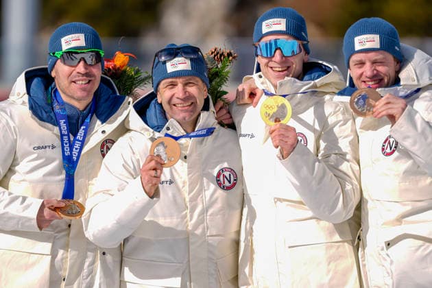 Winter Olympics in Milan Cortina 2026 Anterselva, Italy 20260215. Tarjei Bo, Johannes Thingnes Bo, Ole Einar Bjorndalen and Emil Hegle Svendsen, the Norwegian men s biathlon relay team from the 2014 Sochi Olympics, receive bronze medals during a special ceremony for the redistribution of Olympic medals at the 2026 Milan Cortina Winter Olympics. Photo: Heiko Junge NTB Anterselva Italy EDITORIAL USE ONLY. RESTRICTED USE FOR BETTING COMPANIES Ref:_SPOoNVJXdnZpac.jpg *** Winter Olympics in Milan Cortina 2026 Anterselva, Italy 20260215 Tarjei Bo, Johannes Thingnes Bo, Ole Einar Bjorndalen and Emil Hegle Svendsen, the Norwegian men s biathlon relay team from the 2014 Sochi Olympics, receive bronze medals during a special ceremony for the redistribution of Olympic medals at the 2026 Milan Cortina Winter Olympics Photo Heiko Junge NTB Anterselva Italy EDITORIAL USE ONLY RESTRICTED USE FOR BETTING COMPANIES  Copyright: xHeikoxJungex xNTBx