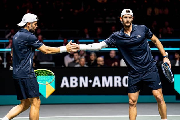2026-02-15 ABN AMRO Open - Day Seven ROTTERDAM, NETHERLANDS - FEBRUARY 15: Simone Bolelli, Andrea Vavassori high five during Day Seven of the ABN AMRO Open at Rotterdam Ahoy on February 15, 2026 in Rotterdam, Netherlands. (Photo by Gabriel Calvino Alonso BSR Agency) Rotterdam Netherlands Content not available for redistribution in The Netherlands directly or indirectly through any third parties. Copyright: xBSRxAgencyx