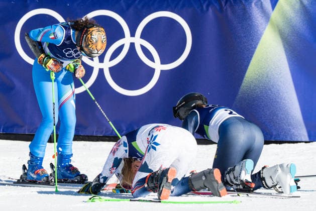 Alpine Skiing - Milano Cortina 2026 Winter Olympics: Day 9 Federica Brignone, Thea Louise Stjernesund, Sara Hector during Milano Cortina 2026 Winter Olympics Women s Giant Slalom at Tofane Alpine Skiing Centre in Cortina D Ampezzo on February 15, 2026 Cortina D Ampezzo Italy  Copyright: xFotoxOlimpikx originalFilename:jastrzebowski-alpinesk260215_npjJ9.jpg