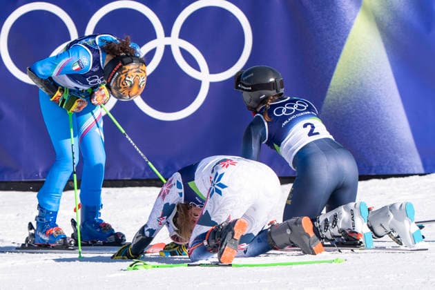 Alpine Skiing - Milano Cortina 2026 Winter Olympics: Day 9 Thea Louise Stjernesund, Federica Brignone, Sara Hector after the second run of the women s giant slalom event during the Milano Cortina 2026 Winter Olympic Games, Olympische Spiele, Olympia, OS at the Tofane Alpine Skiing Centre in Cortina d Ampezzo on February 15, 2026. Cortina d Ampezzo Italy  Copyright: xAndrzejxIwanczukx originalFilename:iwanczuk-alpinesk260215_np5UO.jpg