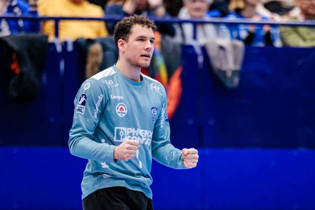 Constantin Moestl (TBV Lemgo Lippe, 01) jubelt freut sich GER, TBV Lemgo Lippe vs. HC Erlangen, Handball, 1. Bundesliga, 21. Spieltag, Spielzeit 2025 2026, 15.02.2026 GER, TBV Lemgo Lippe vs. HC Erlangen, Handball, 1. Bundesliga, 21. Spieltag, Spielzeit 2025 2026, 15.02.2026 Lemgo Copyright: xEibner-Pressefoto JanxRollingerx EP_JSK