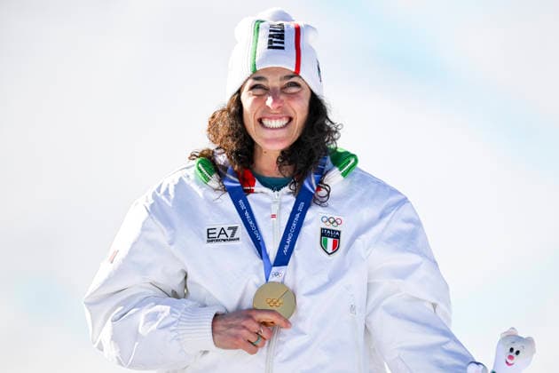 OLYMPICS - Winter Olympic Games, Olympische Spiele, Olympia, OS Milano Cortina 2026 CORTINA D AMPEZZO,ITALY,15.FEB.26 - OLYMPICS, ALPINE SKIING - Winter Olympic Games Milano Cortina 2026, giant slalom, women, medal ceremony. Image shows Federica Brignone (ITA). Keywords: medal.  GEPAxpictures xAlexanderxSolc