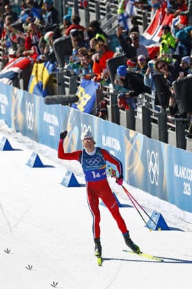 Milan Cortina Olympics: Cross-country skiing Norwegian cross-country skier Johannes Hoesflot Klaebo competes en route to winning the men s 4X7.5km relay gold at the Milan Cortina Olympics on Feb. 15, 2026, at Tesero Cross-Country Skiing Stadium in Tesero, Italy.  A14AA0005288368P