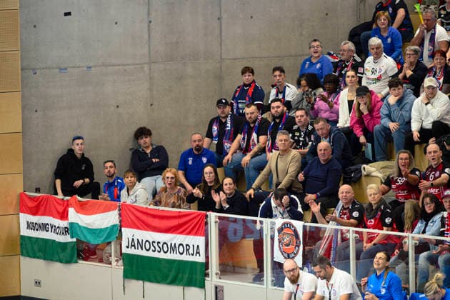Zahlreiche Fans der Gaeste sind mit angereist. GER, Thueringer HC gegen Motherson Mosonmagyarovari KC , Handball, EHF European League Women, Gruppen Phase , Saison 2025 2026, 15.02.2026 GER, Thueringer HC gegen Motherson Mosonmagyarovari KC , Handball, EHF European League Women, Gruppen Phase , Saison 2025 2026, 15.02.2026 Bad Langensalza Copyright: xEibner-Pressefoto MartinxHerbstx EP_MHT