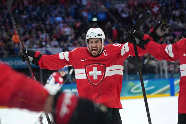 (260215) -- MILAN, Feb. 15, 2026 -- Roman Josi of Switzerland reacts during the Ice hockey, Eishockey men s preliminary round group A match between Switzerland and the Czech Republic of the Milan-Cortina 2026 Olympic Winter games, Winterspiele,Spiele, Summer games in Milan, Italy, Feb. 15, 2026. ) (MICO2026)ITALY-MILAN-OLYMPIC WINTER GAMES-ICE HOCKEY-MEN-PRELIMINARY-SUI VS CZE TaoxXiyi 