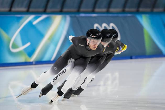 2026-02-15 - Milano Cortina 2026 Winter Olympics Speed skating, Eisschnelllauf Men s Team Pursuit MILAN, ITALY - FEBRUARY 15: Fridtjof Petzold of Germany, Felix Maly of Germany, Gabriel Gross of Germany during the Speed Skating Men s Team Pursuit Quarterfinals of the Milano Cortina 2026 Winter Olympics at the Milano Speed Skating Arena on February 15, 2026 in Milan, Italy Milan Milano Speed Skating Arena Italy Content not available for redistribution in The Netherlands directly or indirectly through any third parties. Copyright: xAndrexWeeningx