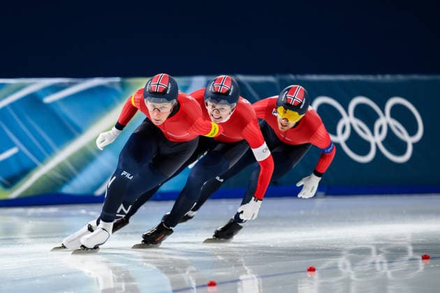 260215 Peder Kongshaug, Sigurd Holbo Dyrset and Didrik Eng Strand of Norway competes in men s Speed skating, Eisschnelllauf team pursuit during day 9 of the 2026 Winter Olympics on February 15, 2026 in Milan. Photo: Carl Sandin BILDBYRAN kod CS CS0882 skridskor speed skating Olympic Games, Olympische Spiele, Olympia, OS olympics winter olympics os ol olympiska spel vinter-os olympiske leker milano cortina 2026 milan cortina 2026 milano cortina 2026 olympic games milano cortina 2026 winter olympic games milano cortina-os milano cortina-ol vinter-ol 9 bbeng norge *** 260215 Peder Kongshaug, Sigurd Holbo Dyrset and Didrik Eng Strand of Norway competes in men s speed skating team pursuit during day 9 of the 2026 Winter Olympics on February 15, 2026 in Milan Photo Carl Sandin BILDBYRAN code CS CS0882 skates speed skating olympic games olympics winter olympics os ol olympiska spel vinter os olympiske leker milano cortina 2026 milan cortina 2026 milano cortina 2026 olympic games milano cortina 2026 winter olympic games milano cortina os milano cortina ol vinter ol 9 bbeng norge  Copyright: CARLxSANDIN BB260215CS001