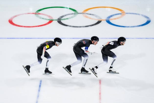 260215 Felix Maly, Fridtjof Petzold and Patrick Beckert of Germany competes in men s Speed skating, Eisschnelllauf team pursuit during day 9 of the 2026 Winter Olympics on February 15, 2026 in Milan. Photo: Carl Sandin BILDBYRAN kod CS CS0882 skridskor speed skating Olympic Games, Olympische Spiele, Olympia, OS olympics winter olympics os ol olympiska spel vinter-os olympiske leker milano cortina 2026 milan cortina 2026 milano cortina 2026 olympic games milano cortina 2026 winter olympic games milano cortina-os milano cortina-ol vinter-ol 9 bbeng tyskland *** 260215 Felix Maly, Fridtjof Petzold and Patrick Beckert of Germany competes in men s speed skating team pursuit during day 9 of the 2026 Winter Olympics on February 15, 2026 in Milan Photo Carl Sandin BILDBYRAN code CS CS0882 skates speed skating olympic games olympics winter olympics os ol olympic games winter os olympic games milano cortina 2026 milan cortina 2026 milano cortina 2026 olympic games milano cortina 2026 winter olympic games milano cortina os milano cortina ol winter ol 9 bbeng germany  Copyright: CARLxSANDIN BB260215CS008