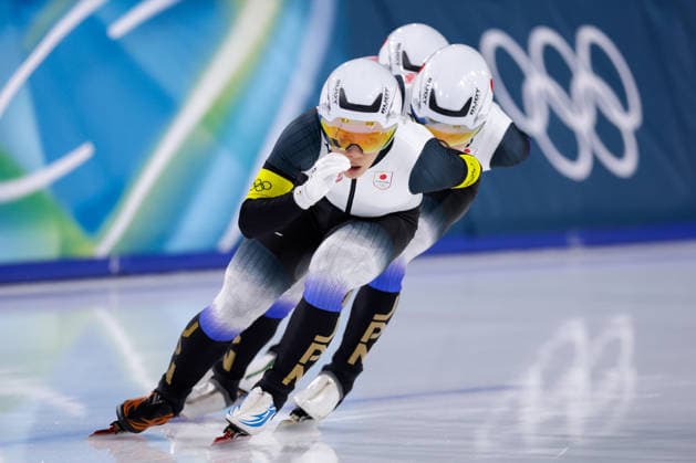 2026-02-15 Speed skating, Eisschnelllauf - Milano Cortina 2026 Winter Olympics - Day 9 MILAN, ITALY - FEBRUARY 15: Motonaga Arito of Japan, Shomu Sasaki of Japan, Kazuya Yamada of Japan competing in the Men s Team Pursuit during Day 9 of Speed Skating - Milano Cortina 2026 Winter Olympics at Milano Speed Skating Stadium on February 15, 2026 in Milan, Italy. (Photo by Joris Verwijst BSR Agency) Milan Italy Content not available for redistribution in The Netherlands directly or indirectly through any third parties. Copyright: xBSRxAgencyx