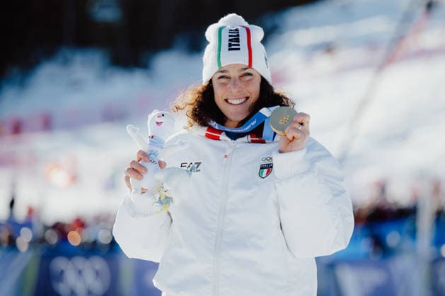 OLYMPICS - Winter Olympic Games, Olympische Spiele, Olympia, OS Milano Cortina 2026 CORTINA D AMPEZZO,ITALY,15.FEB.26 - OLYMPICS, ALPINE SKIING - Winter Olympic Games Milano Cortina 2026, giant slalom, women.. Image shows the rejoicing of Federica Brignone (ITA).  GEPAxpictures xAlexanderxSolc