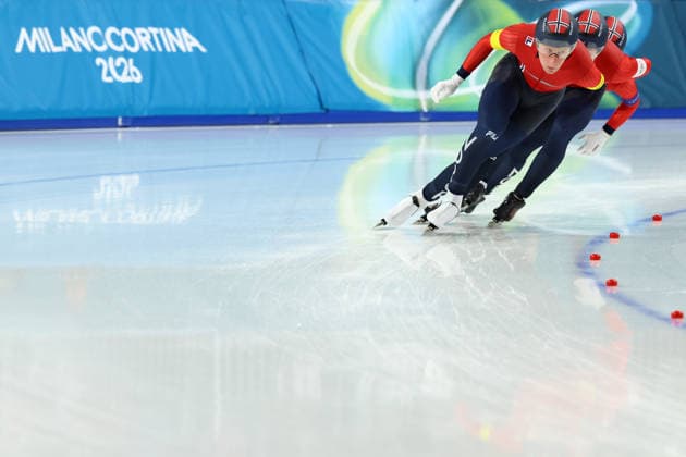 February 15, 2026, Rho, Lombardy, Italy: Skaters of TEAM NORWAY in the Speed skating, Eisschnelllauf Men s Team Pursuit quarterfinals at the Milano Cortina 2026 Winter Olympic Games, Olympische Spiele, Olympia, OS Rho Italy - ZUMAc179 20260215_oly_c179_031 Copyright: xMickaelxChavetx