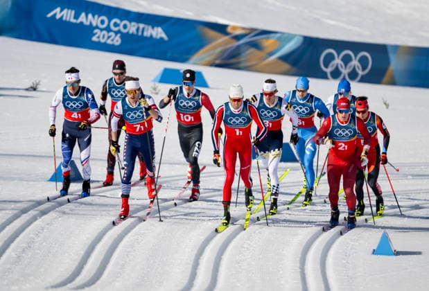 VAL DI FIEMME, ITALY 20260215 Norway s Emil Iversen (1) followed by Sweden s Johan Häggström (3) on the first leg of the men s 4 x 7.5 km relay during the Winter Olympics at the Tesero cross-country skiing stadium in Val di Fiemme, Italy. *** The image is included in the SPORTS PACKAGE. For others PAYMENT IMAGE *** VAL DI FIEMME ITALY x10430x *** VAL DI FIEMME, ITALY 20260215 Norway s Emil Iversen 1 followed by Sweden s Johan Häggström 3 on the first leg of the men s 4 x 7 5 km relay during the Winter Olympics at the Tesero cross country skiing stadium in Val di Fiemme, Italy The image is included in the SPORTS PACKAGE For others PAYMENT IMAGE VAL DI FIEMME ITALY x10430x  Copyright: xChristinexOlsson TTx 2026 OLYMPICS SKI RELAY MEN